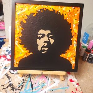 Jimi Hendrix Framed Original Acrylic 12" x 12"